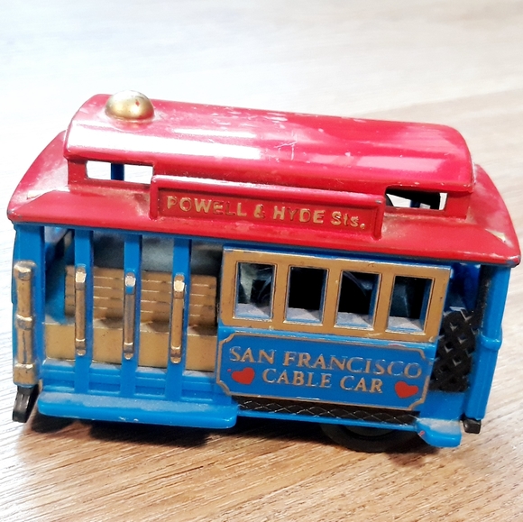Vintage San Francisco 504 Tin Litho Trolley + Rolling Cable Car + Mini Tote Bag - Picture 9 of 12